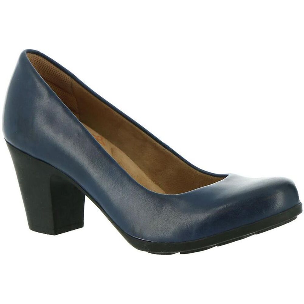 Comfortiva Womens Noxi Navy Leather Comfort Insole Round Toe Heels Shoes NWT